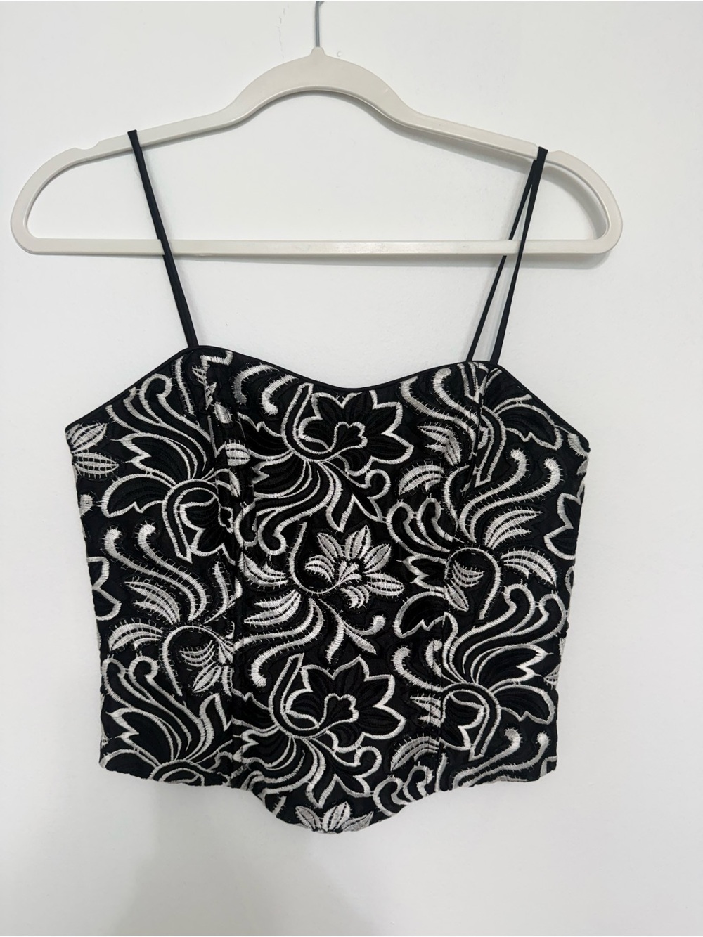 Aspeed Black and White Floral Embroidered Camisole